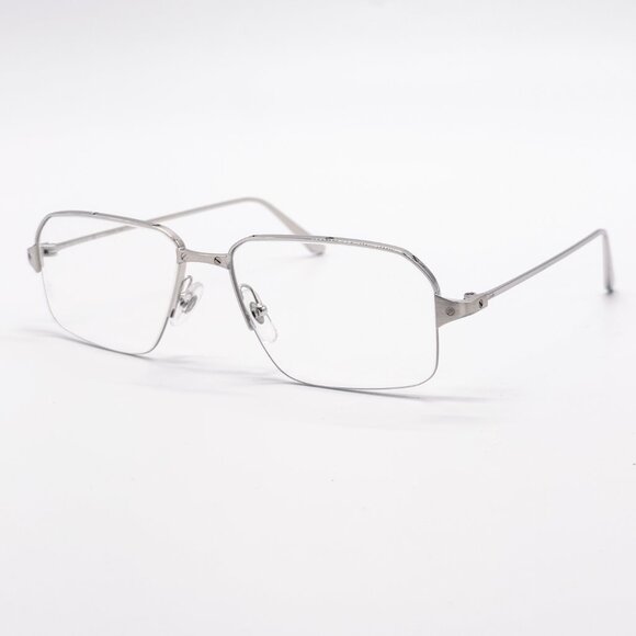 NEW CARTIER CT0232O 004 MEN SILVER SQUARE EYEGLASSES - Picture 1 of 7
